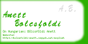 anett bolcsfoldi business card